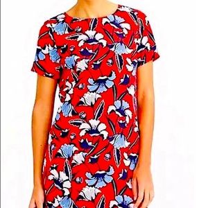 J. Crew Printed Short Sleeve Gallery Dress Vibrant Red Size 0